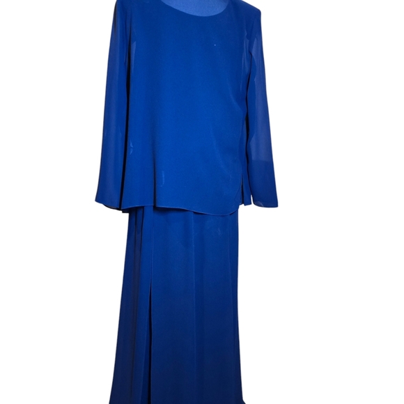 Vintage R&M Richards By Karen Kwong Elegant Blue Three-Piece Set - Picture 4 of 11